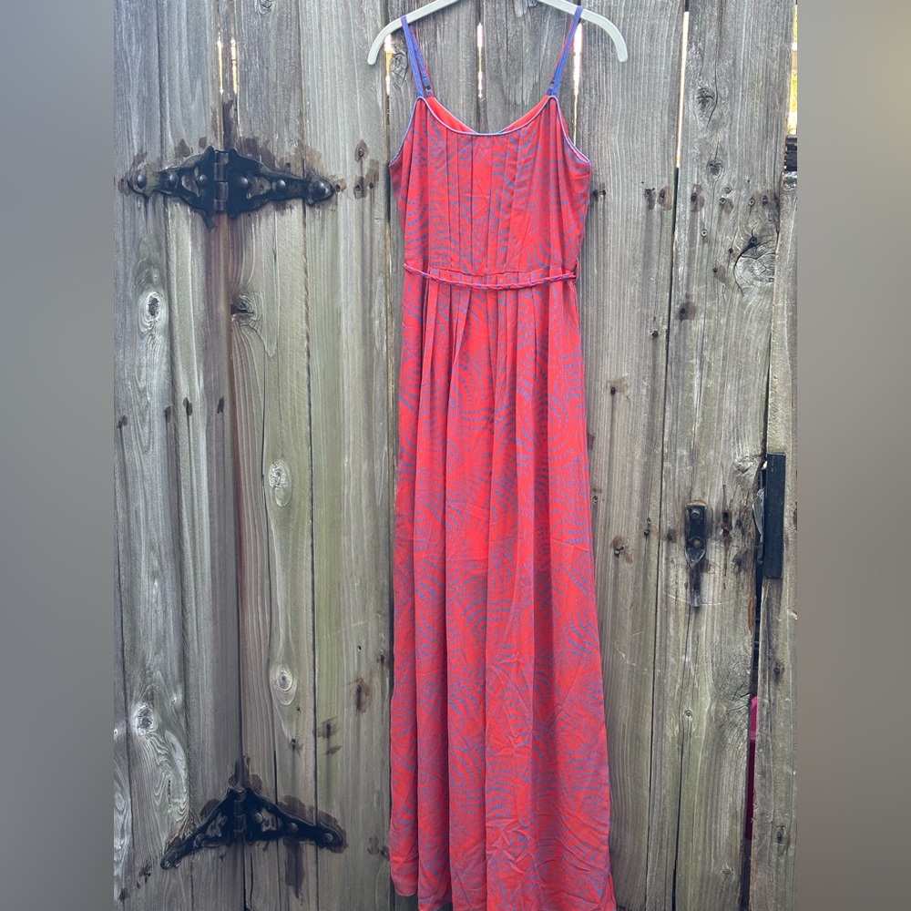 Esley Beach Orange Blue Maxi Dress Sundress Summer Women’s Size Small